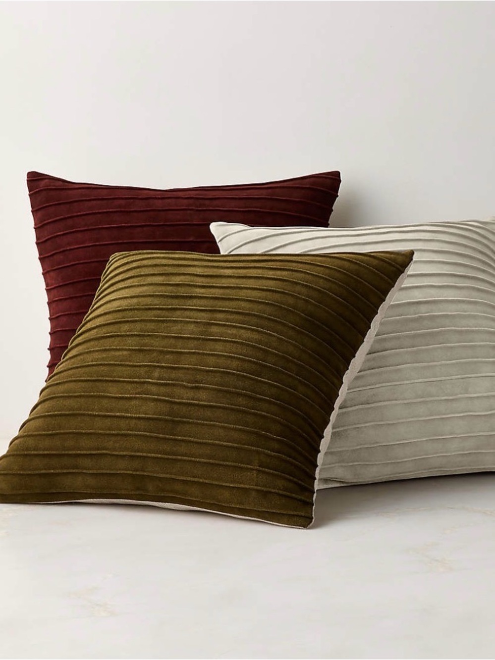 Suede Leather CB2 Decorative Throw Pillow - Burgundy